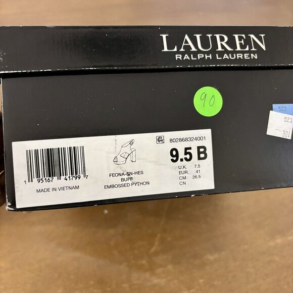 Ralph Lauren Black Label Feona Size 9.5 Snake Embossed Leather Platform Sandals - Picture 7 of 7